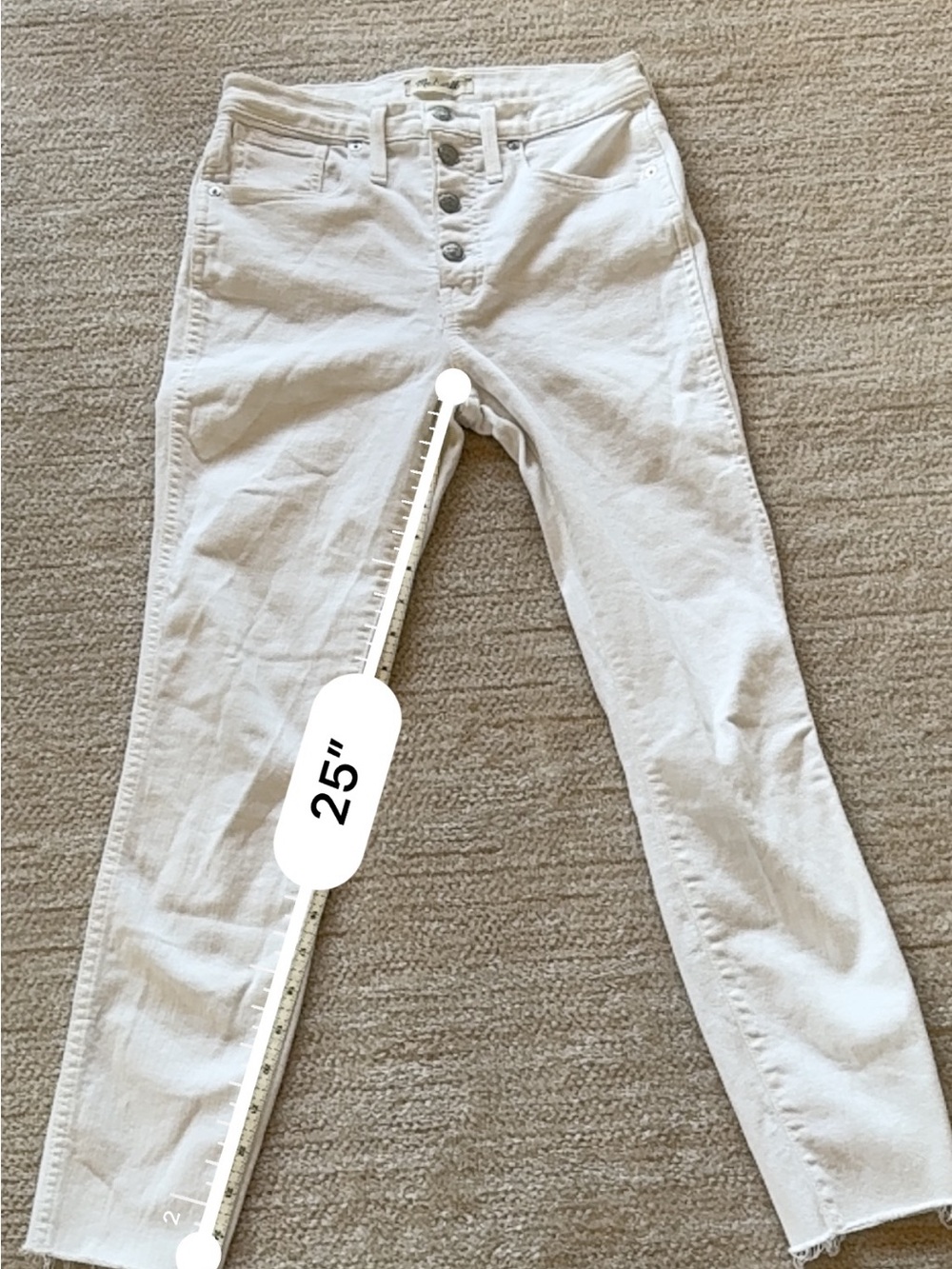 Madewell White Skinny Jeans with Button Fly